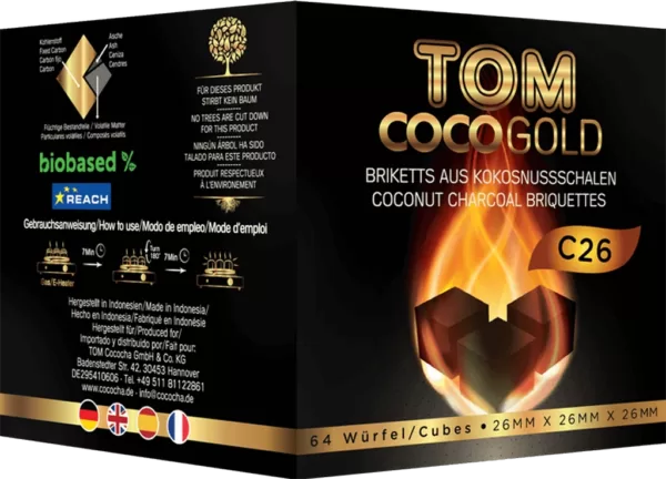 tom coco gold hookah shisha charcoal c26