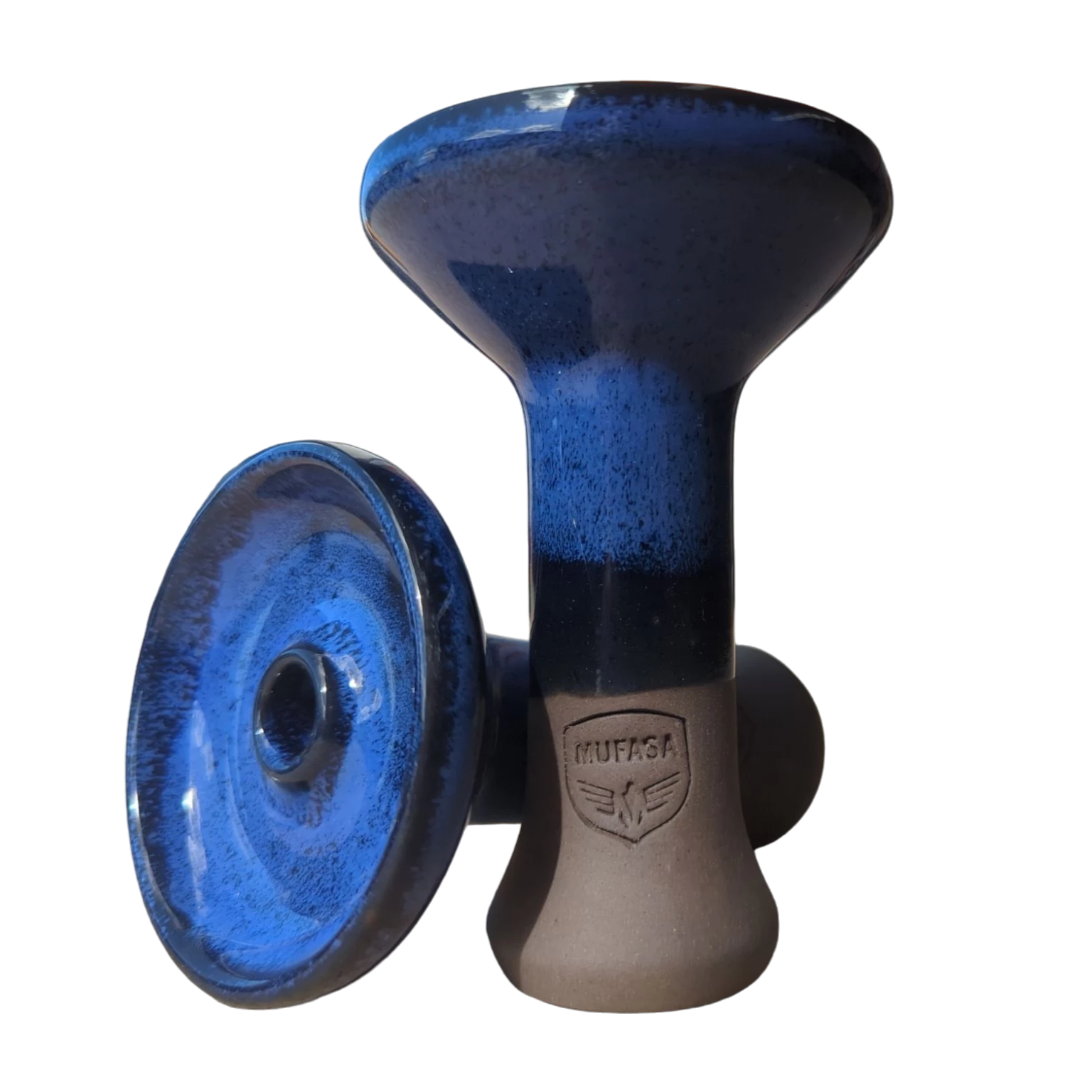 mufasa premium clay phunnel hookah bowl set with hmd heat management device aluminium fits all types of hookah set one choice light line two blue